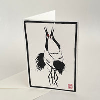 Red Crowned Cranes – Handmade Greetings Card