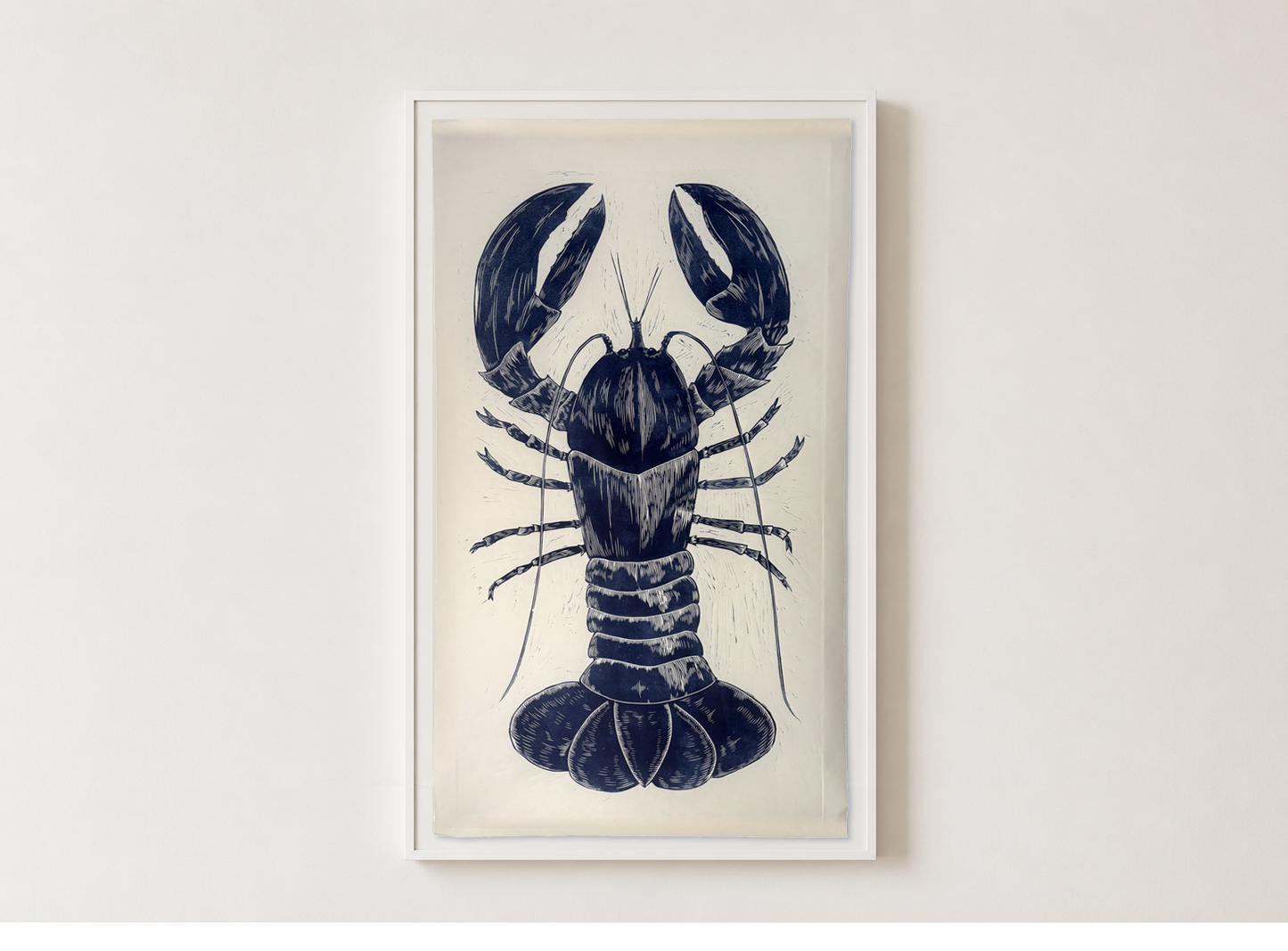 Blue Lobster Linocut