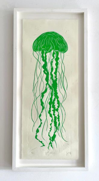 FRAMED Bright Green Jellyfish