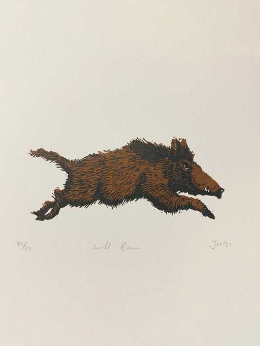 Wild Boar Linocut