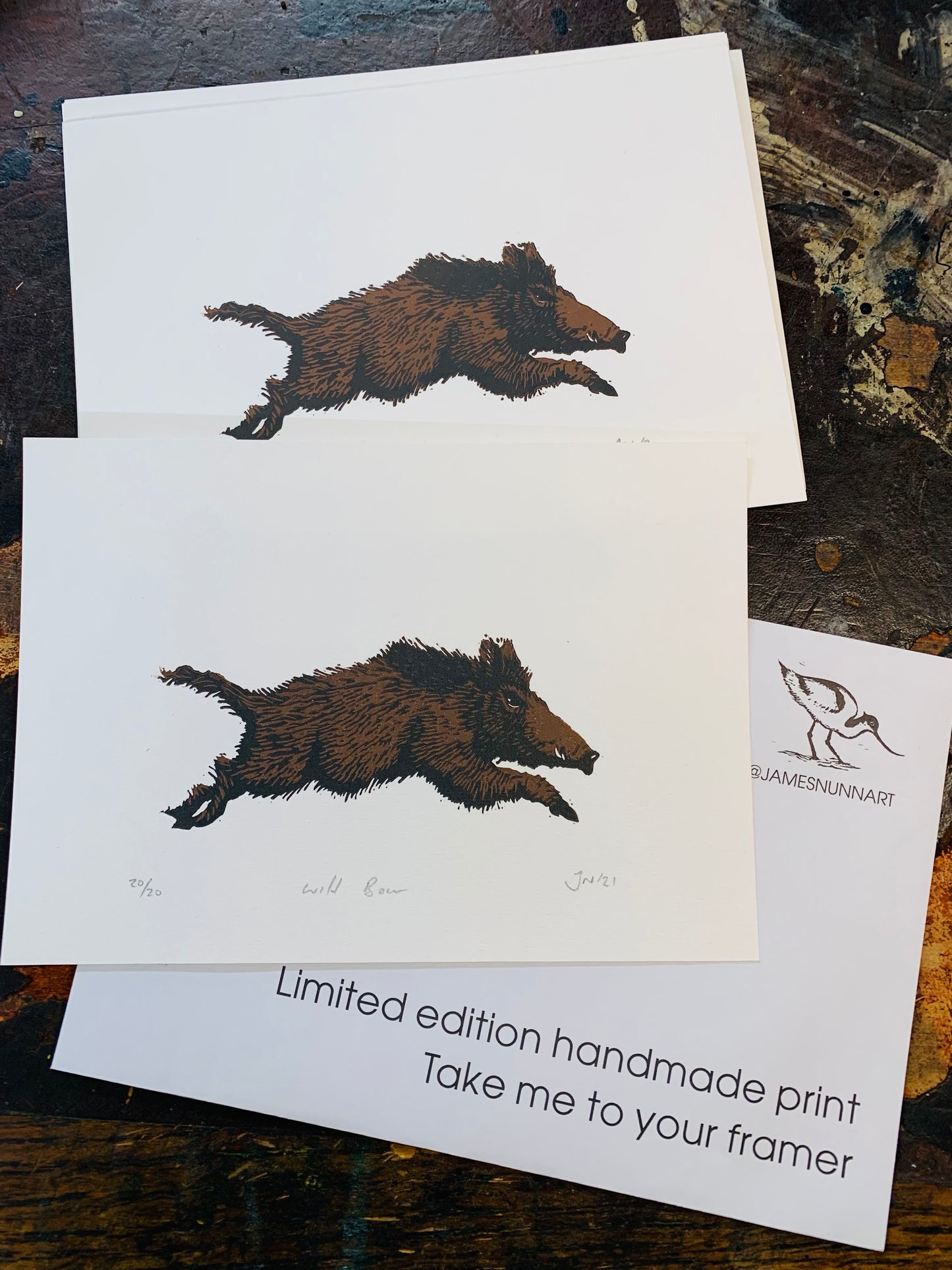 Wild Boar Linocut